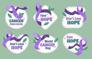 conjunto de adesivos do dia mundial do câncer vetor