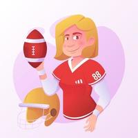 super bowl atleta personagem feminina vetor