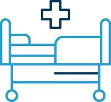 hospital cama linha azul dois cor ícone vetor