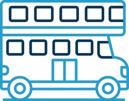 Duplo ônibus linha azul dois cor ícone vetor