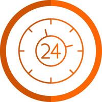24 horas linha laranja círculo ícone vetor
