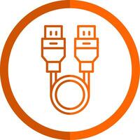 USB cabo linha laranja círculo ícone vetor