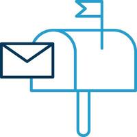 caixa de correio linha azul dois cor ícone vetor