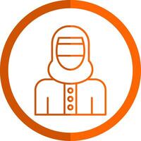 mulher com Niqab linha laranja círculo ícone vetor
