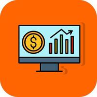 analytics preenchidas laranja fundo ícone vetor