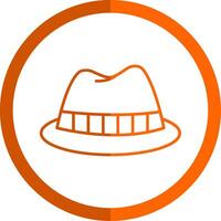 fedora chapéu linha laranja círculo ícone vetor