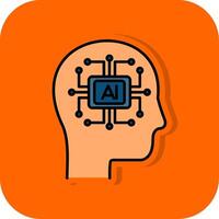 artificial inteligência preenchidas laranja fundo ícone vetor