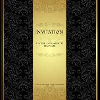 Cartão de convite ornamental preto e dourado vetor