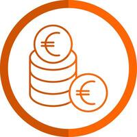 euro linha laranja círculo ícone vetor