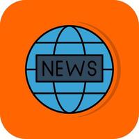 notícia relatório preenchidas laranja fundo ícone vetor