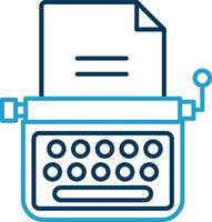 máquina de escrever linha azul dois cor ícone vetor