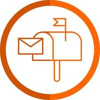 caixa de correio linha laranja círculo ícone vetor