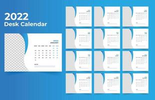 Modelo de design de calendário de mesa 2022 vetor