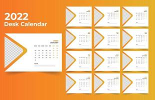 Modelo de design de calendário de mesa 2022 vetor