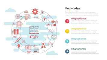 conceito de conhecimento para banner de modelo de infográfico com informações de lista de quatro pontos vetor
