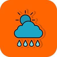 manhã, chuva preenchidas laranja fundo ícone vetor