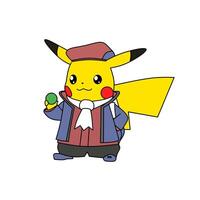 Pokémon personagem Pikachu vestindo artista uniforme japonês animê vetor