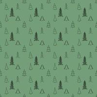 padrão sem emenda verde com árvores de Natal. doodle fundo de natal vetor