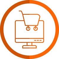 conectados compras linha laranja círculo ícone vetor