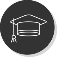 mortarboard linha cinzento círculo ícone vetor