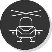 militares helicóptero linha cinzento círculo ícone vetor