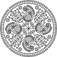 Rangoli tradicional e cultural indiano, alpona, kolam ou arte vetorial de paisley. arte de bengala na índia. para impressão têxtil, logotipo, papel de parede vetor