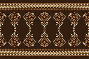 tradicional étnico motivos ikat geométrico tecido padronizar Cruz ponto.ikat bordado étnico oriental pixel Castanho fundo. abstrato, ilustração. textura, lenço, decoração, papel de parede. vetor