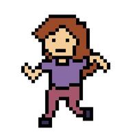 fofa pixel desenho animado 8 bits personagem mulher corre ou corrida estilo de vida para decoração vida estilo 8 mordeu fêmea menina maratona exercício ginástica . vetor