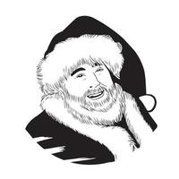 ilustração vetorial santaclaus arte preto e branco potrait vetor