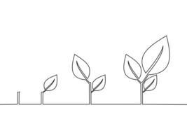 desenhar uma contínuo linha do crescendo árvores vetor