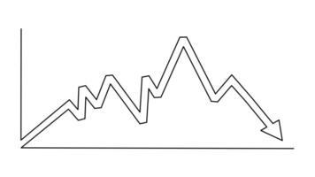 desenhar uma contínuo linha do a baixa tendência gráfico vetor