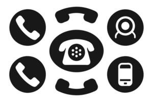 telefone ícone coleção. simples Preto e branco Telefone ligar símbolo vetor