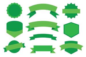 coleção do verde fitas Tag Distintivos e etiquetas isolado branco fundo vetor