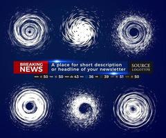 conjunto de ícones de furacão com infográfico de linha de notícias, gráfico de tufão e tornado, ilustração vetorial isolada vetor