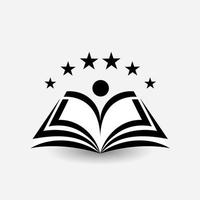 logotipo de vetor de educação. livro aberto, dicionário, livro-texto ou caderno com o ícone de sunrice. ideia de emblema moderno, design de conceito para negócios, bibliotecas, escolas, universidades, cursos educacionais.