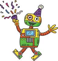 robô com festa chapéu e confete desenho animado clipart vetor