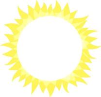 ícone do sol. forma de círculo brilhante ensolarado com raios. sol de verão brilham intensamente, modelo de logotipo simples plano, design de conceito. ilustração vetorial no fundo branco vetor