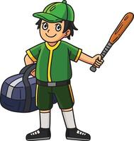 menina com uma Esportes saco e beisebol bastão clipart vetor