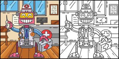 robô médico coloração página colori ilustração vetor
