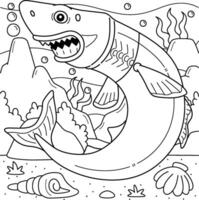 Cortador de biscoito Tubarão coloração página para crianças vetor