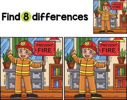 bombeiro segurando lembrete encontrar a diferenças vetor