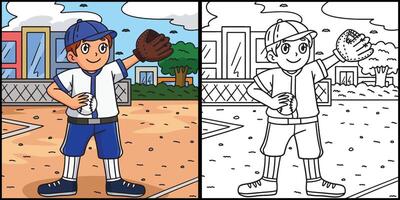 beisebol Garoto jarro coloração página ilustração vetor
