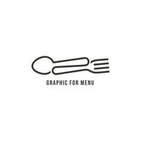 garfo e colher desenhados por uma linha, logotipo de estilo de arte de linha para restaurante, ilustração vetorial isolada em fundo branco vetor