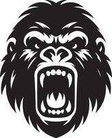 Bravo gorila uivando face logotipo silhueta , Preto cor silhueta 14 vetor