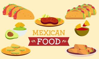 mexicano Comida assinatura pratos ilustração vetor