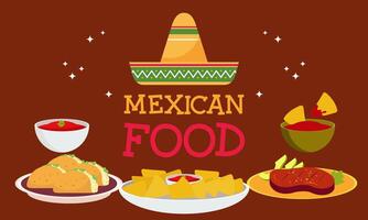 mexicano Comida assinatura pratos ilustração vetor