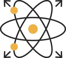 átomo esfolado preenchidas ícone vetor