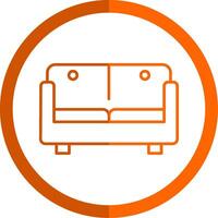 sofá cama linha laranja círculo ícone vetor
