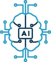 artificial inteligência linha azul dois cor ícone vetor