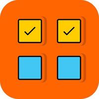 Verifica caixa preenchidas laranja fundo ícone vetor